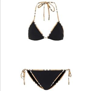Burberry Black Plaid Triangle String Bikini